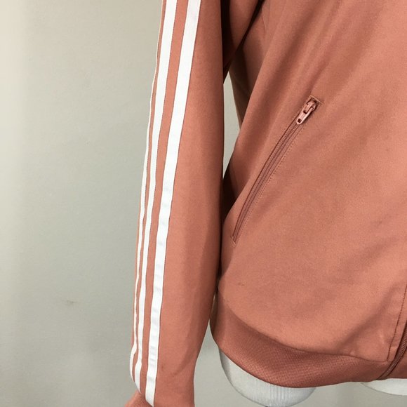 ADIDAS Dark Peach White Firebird Logo Embroidery Zip Pockets Track Jacket - Picture 8 of 16